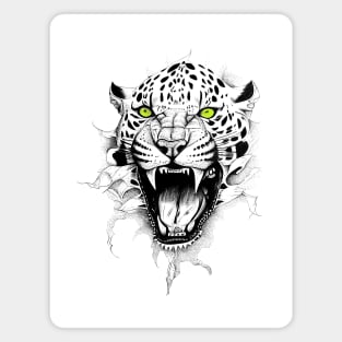 Jaguar Wild Animal Nature Illustration Art Tattoo Magnet